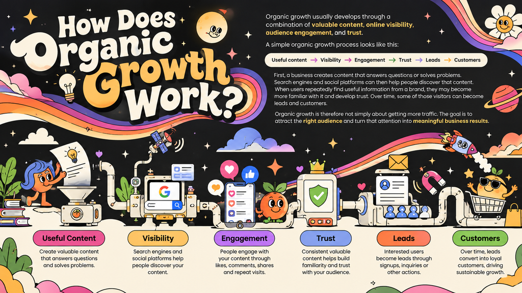 How organic growth works through content, visibility, engagement, and trust
